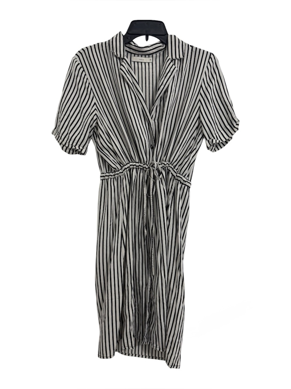 Pigalle Striped Short-Sleeve CinchTie-Waist Midi Dress Sz 38 (US8)